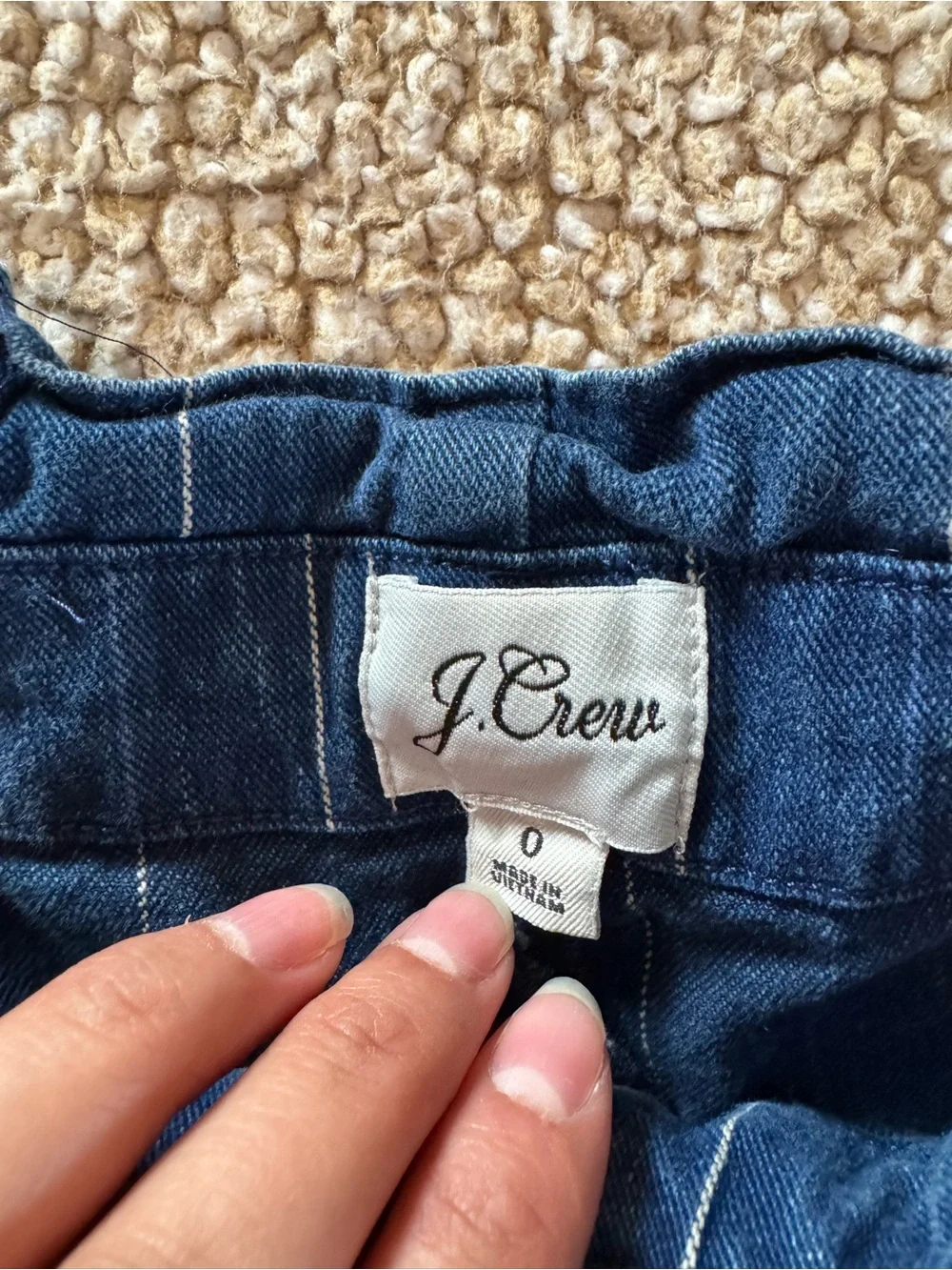 J.Crew Paperbag Waist Pinstripe Denim Pants Size 0 Blue 100% Cotton
